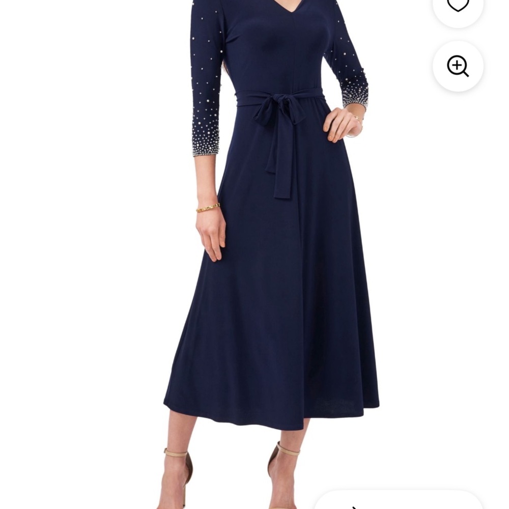 MSK Long Sleeve Dress with Embellished Details. Navy
Measurements below - Picture 3 of 6